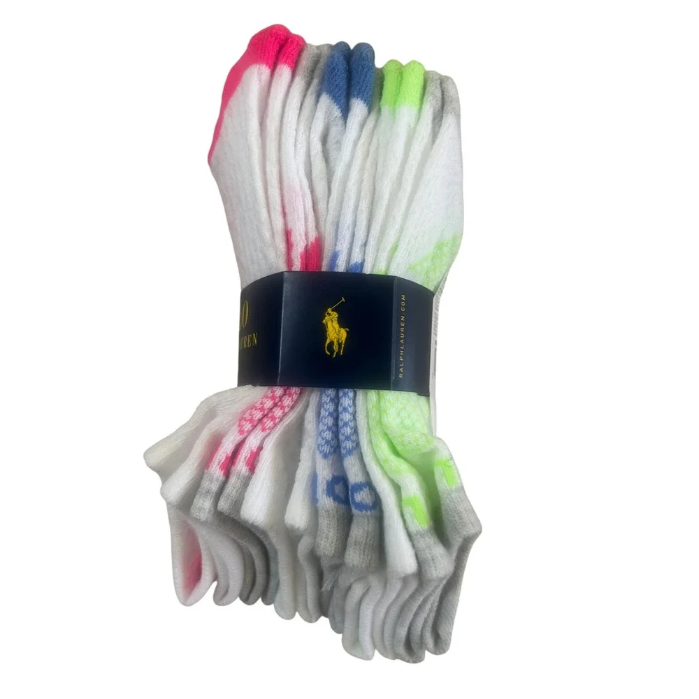 Polo Ralph Lauren Socks Women 9-11 Multicolor New 6 Pairs No Show Low Cut PKN